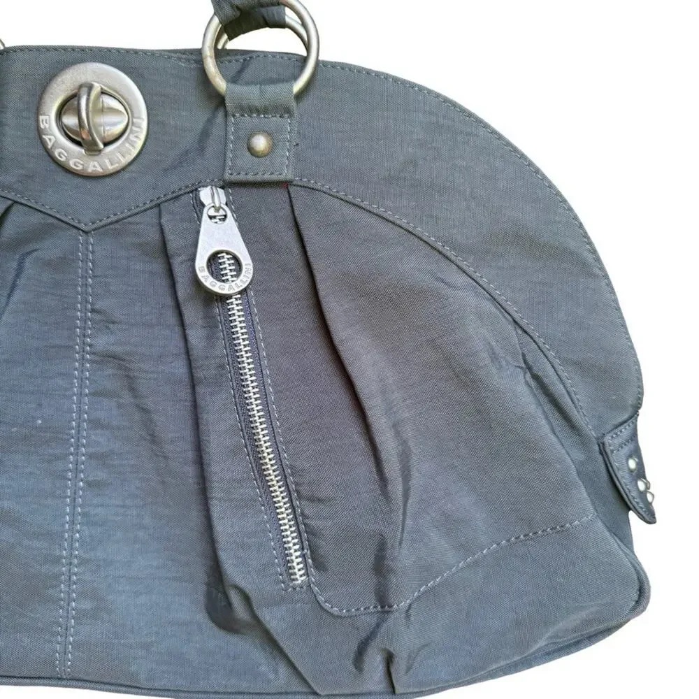 Baggallini Shanghai Satchel Gray Large Nylon Purse Handbag Bag Travel 19x11x4